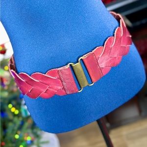EUC Vintage Anthropologie Russet Braided Leather Adjustable Stretch Belt